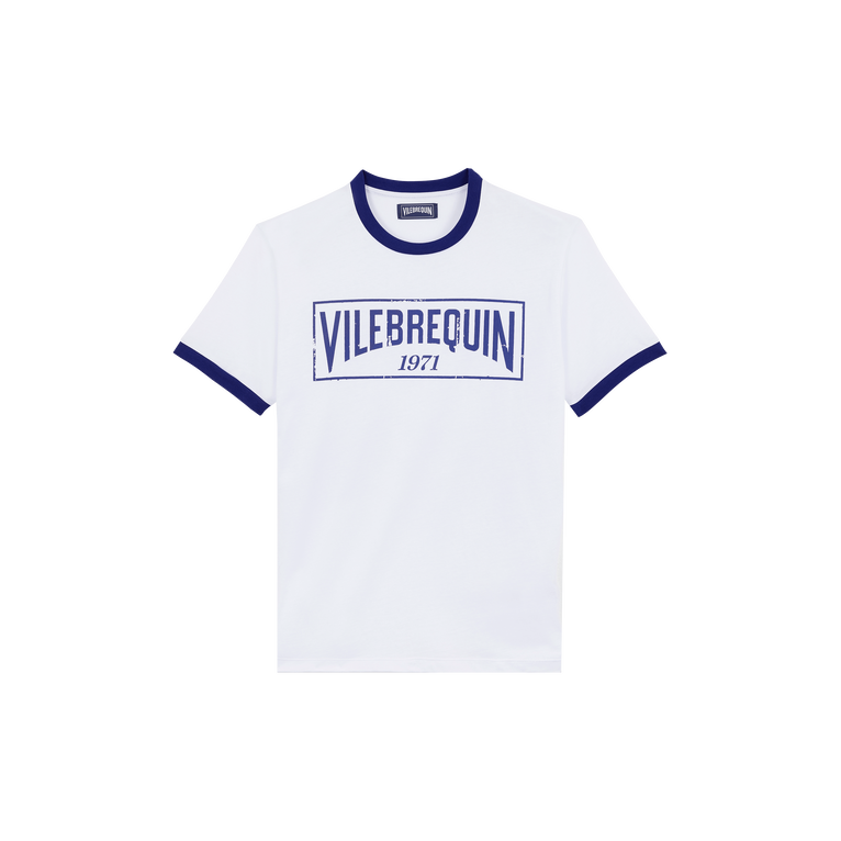 Vilebrequin Men Cotton Light Jersey T-shirt Bicolor Logo - Portisol - Blue - Size XXL