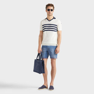 Polo uomo in cotone Stripe Bicolore Off white dettagli vista 1