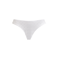 Broderie Anglaise Midi-Bikinihose für Damen Weiss Vorderansicht