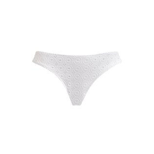 Broderie Anglaise Midi-Bikinihose für Damen Weiss Vorderansicht