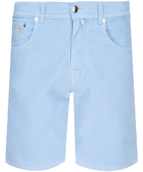 Bermudashorts aus Cord im 5-Taschen-Design für Herren Pastelblau Vorderansicht