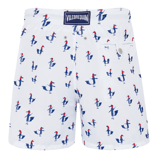 Men Swim Trunks Embroidered Cocorico ! - Limited Edition White back view
