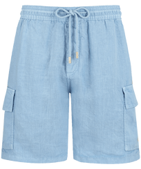 Men Others Solid - Men Linen Bermuda Shorts Cargo Pockets, Divine front view