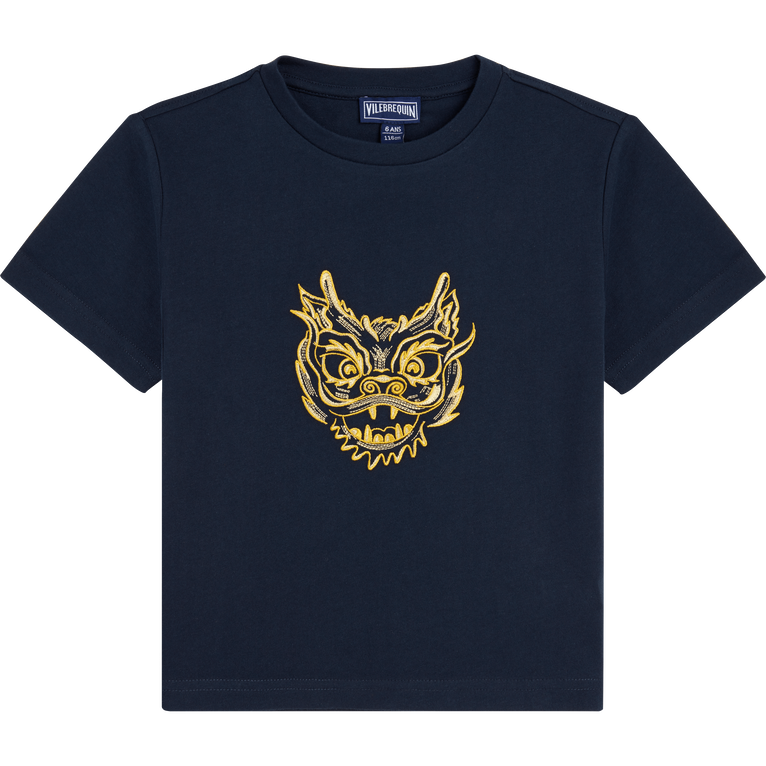 The Year Of The Dragon T-shirt Mit Stickerei Aus Baumwolle Für Jungen - Taon - Blau