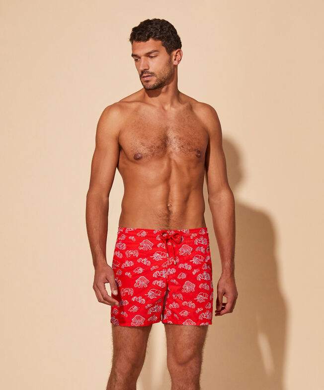 Red swimwear men sales