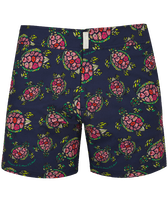 Kurze Provencal Turtles Stretch-Badeshorts mit flachem Bund für Herren Marineblau Vorderansicht