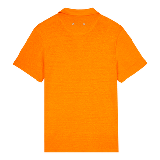 Polo en punto de lino de color liso para hombre Zanahoria vista trasera