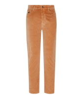 Men Vintage Faded 5-Pocket Corduroy Pants Caramel front view