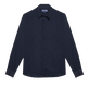 Unisex Cotton Voile Lightweight Shirt Solid Navy front view