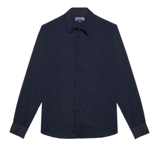Leichtes Solid Unisex-Hemd aus Baumwollvoile Marineblau Vorderansicht