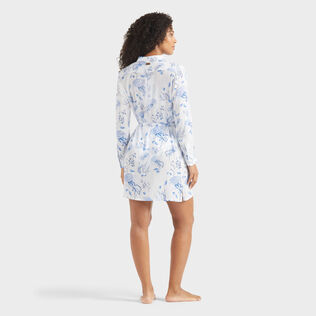 Women Viscose Shirt Dress Medusa and Shells White 背面穿戴视图
