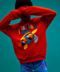 Sweatshirt garçon Tortue en éponge placée Tomato vue portée de face