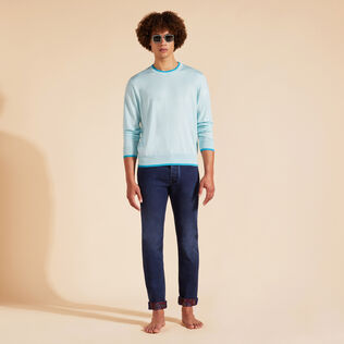 Men Merino Wool Cashmere Silk Crewneck Sweater Thalassa details view 1