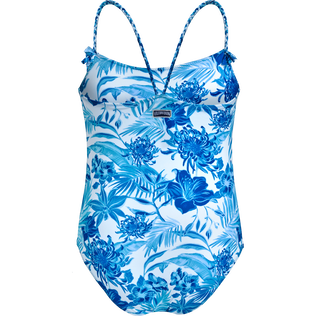 Girls One-piece Swimsuit Tahiti Flowers White back view