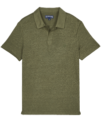 Polo en punto de lino de color liso para hombre Olivier vista frontal