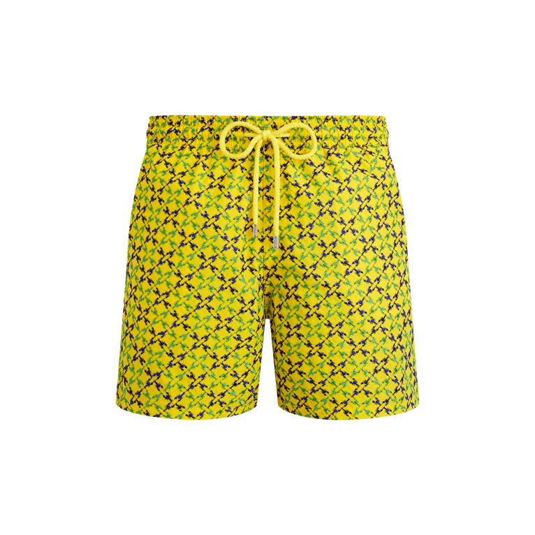 Vilebrequin Men Swim Shorts Embroidered Homard Pixel - Swimming Trunk - Mistral - Yellow - Size S
