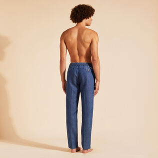 Men Denim Jogging Pants Med denim w2 back worn view