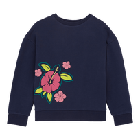 Sweatshirt mit Rundhalsausschnitt für Mädchen Marineblau Vorderansicht