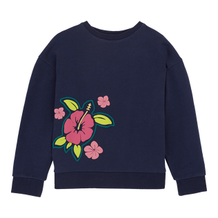 Sweatshirt mit Rundhalsausschnitt für Mädchen Marineblau Vorderansicht