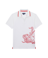 男士 Poulpe 印花棉质 Polo 衫 White 正面图