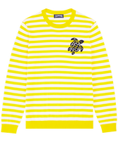 Pullover en coton rayé homme Jaune/blanc vue de face