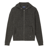Unisex Linen Full Zip Hooded Sweatshirt Solid Heather anthracite front view