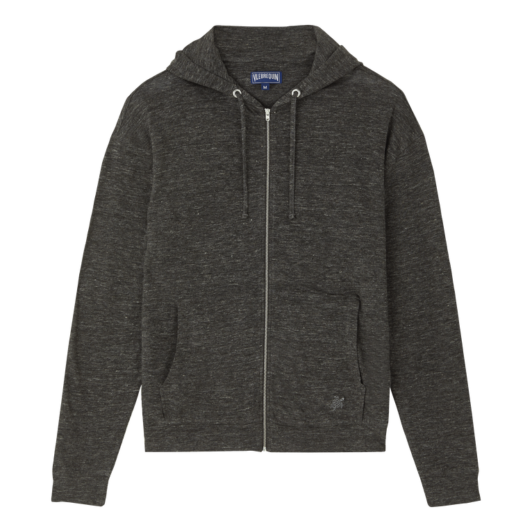 Unisex Linen Full Zip Hooded Sweatshirt Solid - Jungle - White - Size XL - Vilebrequin