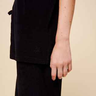 Camisa de bolos lisa en tejido terry unisex Negro detalles vista 3