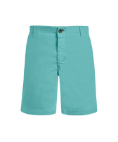 Bermuda uomo in raso e Tencel tinta unita Disco green vista frontale
