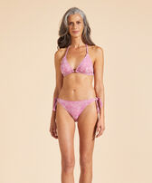 Women Halter Bikini Top Jacquard Floral Marshmallow front worn view