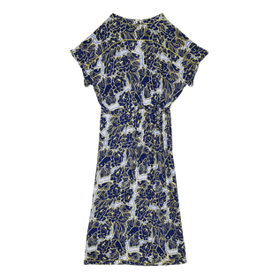 Women Maxi Dress Hidden Fishes - Vilebrequin x Poupette St Barth Purple blue back view