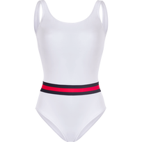 Women One-piece Swimsuit Solid - Vilebrequin x Ines de la Fressange White front view