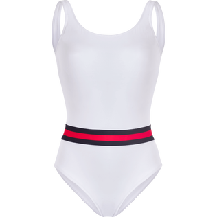 Women One-piece Swimsuit Solid - Vilebrequin x Ines de la Fressange White front view