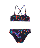 Girls Bikini Set Disco Stars Navy front view