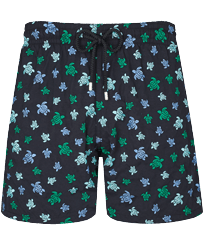 Men Swim Trunks Embroidered Micro Ronde Des Tortues Rainbow - Limited Edition Black front view