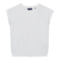 Girls Sleeveless Terry T-Shirt Solid White front view