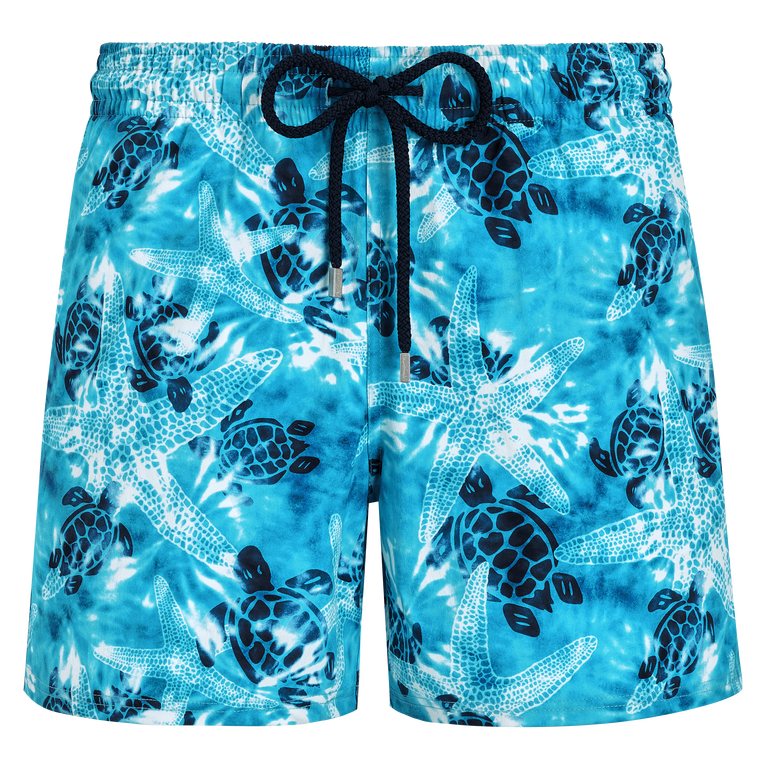 Kurze Starlettes And Turtles Tie Dye Stretch-badeshorts Für Herren - Moorise - Blau - Größe XS - Vilebrequin