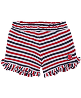 Gestreifte Frottee-Shorts für Mädchen White navy red Vorderansicht