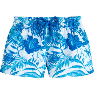 Pantaloncini mare neonato Tahiti Flowers Bianco vista frontale
