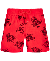 Boys Swim Shorts Ronde Des Tortues Flocked Poppy red front view