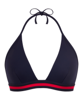 Solid Neckholder-Bikinioberteil für Damen – Vilebrequin x Ines de la Fressange Marineblau Vorderansicht