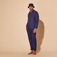 Men Linen Pants Solid Azul marino detalles vista 1