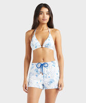 Women Swim Shorts Medusa and Shells White front worn view