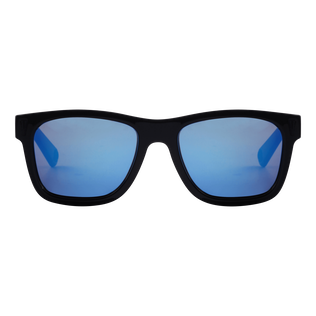 Gafas de sol de color liso unisex Azul marino vista frontal desgastada
