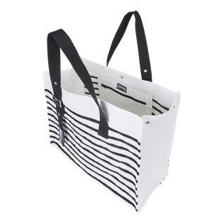 Unisex Beach Bag Rayures Black/white back worn view