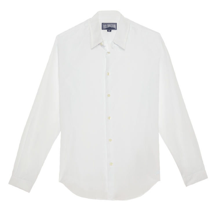 Unisex Cotton Voile Lightweight Shirt Solid - Caracal - White - Size M - Vilebrequin