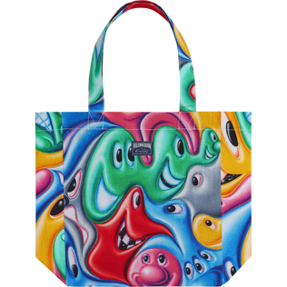 Tote bag Faces In Places - Vilebrequin x Kenny Scharf Multicolor front view