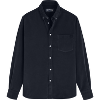 Men Corduroy Shirt Solid Navy front view