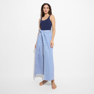 Women Organic Cotton Pants Striped - Vilebrequin x Ines de la Fressange Palace front worn view