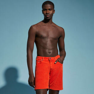 Bermudas de pana con cinco bolsillos para hombre Tomato vista frontal desgastada